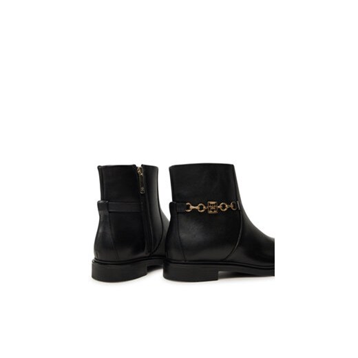 Tommy Hilfiger Botki Th Chain Leather Low Bootie FW0FW08251 Czarny Tommy Hilfiger 38 MODIVO