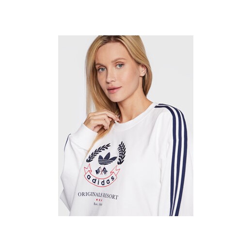 adidas Bluza Graphic HL6558 Biały Loose Fit 30 MODIVO