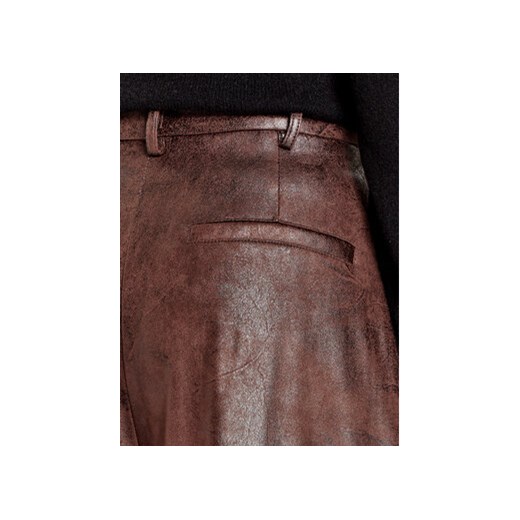 Haveone Spodnie z imitacji skóry PVI-M062 Brązowy Wide Leg Haveone M MODIVO