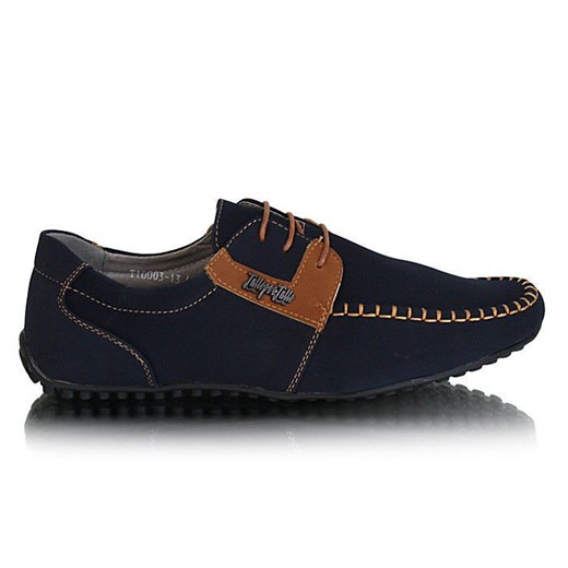 Granatowe pantofle /G2-1 X25 T2364/ pantofelek24 czarny skóra