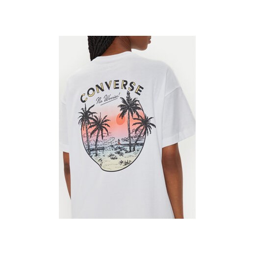 Converse T-Shirt W Beach Scenentee 10026378-A01 Biały Regular Fit Converse S MODIVO