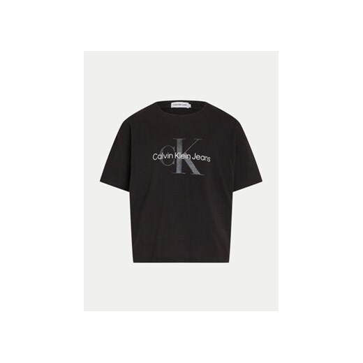 Calvin Klein Jeans T-Shirt Glitter Monogram IG0IG02529 Czarny Boxy Fit 16Y MODIVO