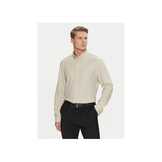 Calvin Klein Koszula Pique Jersey Shirt K10K113311 Beżowy Regular Fit ze sklepu MODIVO w kategorii Koszule męskie - zdjęcie 177355405