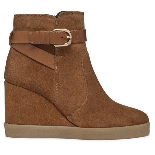 Botki Geox D Elidea Wedge D46VQA 02243 CD500 Brązowy ze sklepu eobuwie.pl w kategorii Botki - zdjęcie 177383746