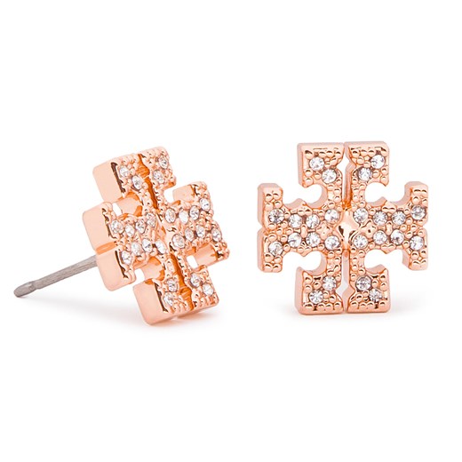 Kolczyki Tory Burch Crystal Logo Stud Earring 53423 Różowy Tory Burch one size eobuwie.pl