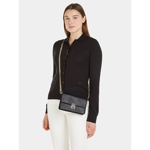 Torebka Tommy Hilfiger Pushlock Leather Small Crossover AW0AW15227 Czarny Tommy Hilfiger one size promocyjna cena eobuwie.pl