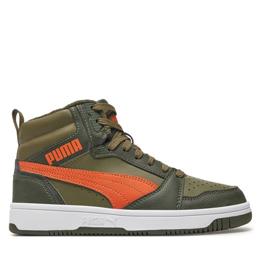 Sneakersy Puma Rebound V6 Mid Wtr Jr 394685 05 Khaki ze sklepu eobuwie.pl w kategorii Buty sportowe dziecięce - zdjęcie 177393827