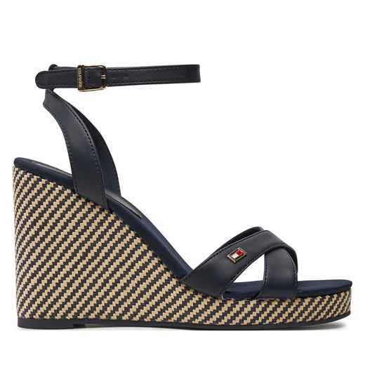 Sandały Tommy Hilfiger Im Raffia Sandal FW0FW08224 Granatowy Tommy Hilfiger 40 eobuwie.pl
