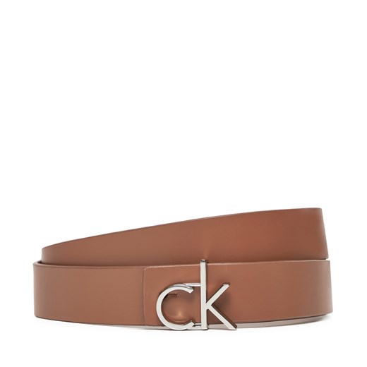 Pasek Damski Calvin Klein Ck Logo Reversible Belt 3.0 K60K613074 Brązowy ze sklepu eobuwie.pl w kategorii Paski damskie - zdjęcie 177400567