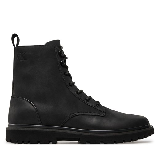 Kozaki Calvin Klein Jeans Eva Boot Mid Laceup Rebellious YM0YM01071 Czarny ze sklepu eobuwie.pl w kategorii Buty zimowe męskie - zdjęcie 177409967