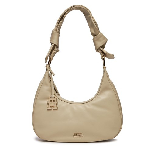 Torebka Tommy Hilfiger Pushlock Leather Hobo AW0AW16073 Beżowy Tommy Hilfiger one size eobuwie.pl