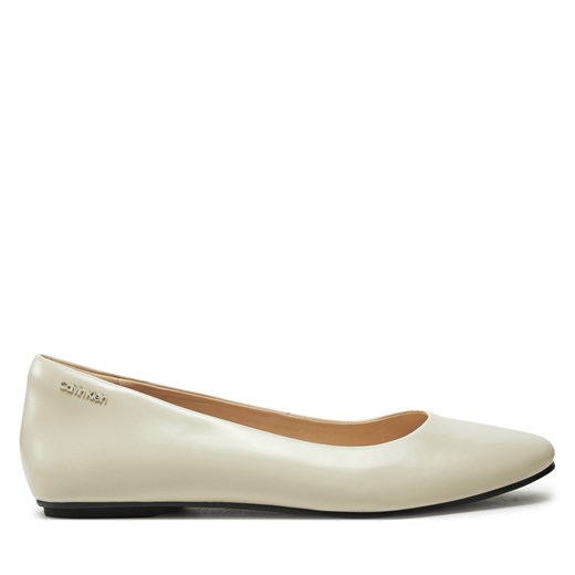 Baleriny Calvin Klein Round Ballerina HW0HW02449 Écru Calvin Klein 39 eobuwie.pl