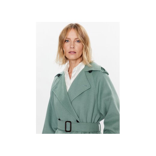 Weekend Max Mara Płaszcz wełniany Cobalto 2350110137 Zielony Regular Fit 42 MODIVO