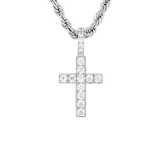 Zawieszka ICED STUFF Micro Diamond Cross Białe złoto ze sklepu eobuwie.pl w kategorii Zawieszki - zdjęcie 177445396