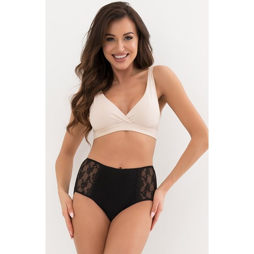 Czarne figi damskie z wysokim stanem Elba, Kolor czarny, Rozmiar M, Italian Fashion ze sklepu Intymna w kategorii Majtki damskie - zdjęcie 177448129