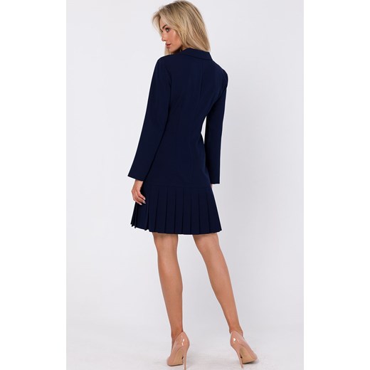 Sukienka z plisowanym dołem granatowa M752, Kolor granatowy, Rozmiar L, MOE ze sklepu Intymna w kategorii Sukienki - zdjęcie 177448279