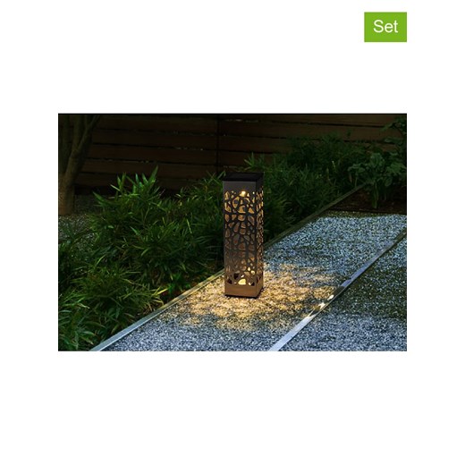 lumisky Lampy solarne LED (3 szt.) &quot;Organic&quot; w kolorze srebrnym na trzonku - wys. 28 cm ze sklepu Limango Polska w kategorii Oświetlenie ogrodowe - zdjęcie 177450546