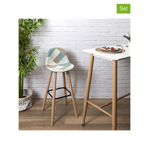 THE HOME DECO FACTORY Hockery barowe (2 szt.) ze wzorem - 39 x 92,5 x 45 cm ze sklepu Limango Polska w kategorii Pufy i siedziska - zdjęcie 177451586