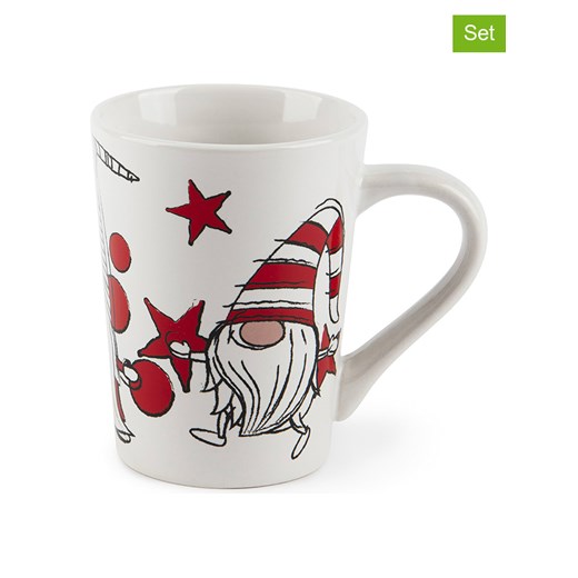 Trendy Kitchen by EXCÉLSA Kubki (4 szt.) &quot;Gnome Sweet Home&quot; w kolorze biało-czerwonym - 380 ml ze sklepu Limango Polska w kategorii Kubki - zdjęcie 177452727