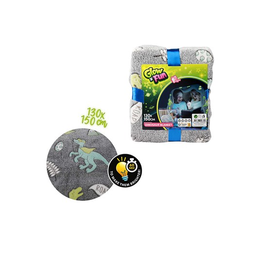 Toi-Toys Fluorescencyjny kocyk &quot;Dino&quot; w kolorze szarym - 130 x 150 cm ze sklepu Limango Polska w kategorii Koce i pledy - zdjęcie 177454907