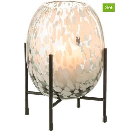 J Line 2-częściowy zestaw w kolorze srebrno-czarnym - wys. 22 x Ø 14 cm ze sklepu Limango Polska w kategorii Wazony - zdjęcie 177455767