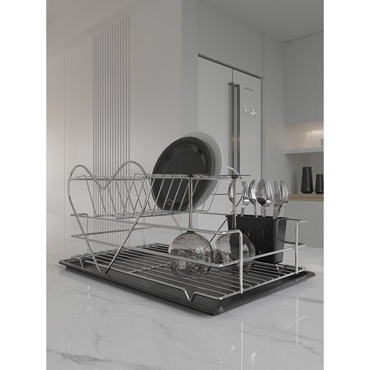Violeta Home Stojak w kolorze srebrnym na naczynia - 47 x 24 x 31 cm ze sklepu Limango Polska w kategorii Akcesoria kuchenne - zdjęcie 177456555