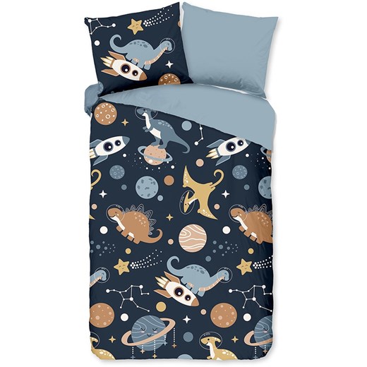 Pure Komplet pościeli &quot;Spacedino&quot; w kolorze granatowym z mikrofibry ze sklepu Limango Polska w kategorii Pościel dziecięca - zdjęcie 177458758