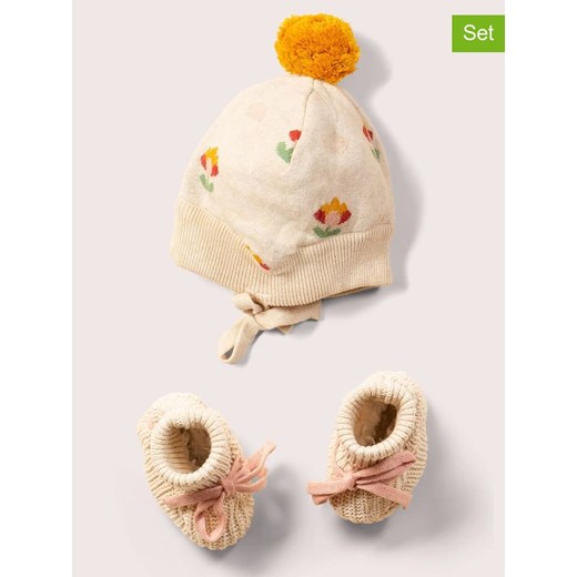 Little Green Radicals 3-częściowy zestaw &quot;Flower&quot; w kolorze kremowym ze sklepu Limango Polska w kategorii Czapki dziecięce - zdjęcie 177459355