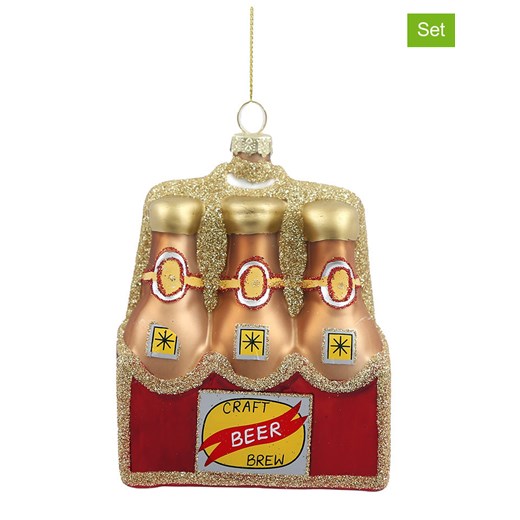 SiL Interiors Zawieszki dekoracyjne (3 szt.) w kolorze złoto-czerwonym - 12 x 8,6 x 6 cm ze sklepu Limango Polska w kategorii Dekoracje - zdjęcie 177460996