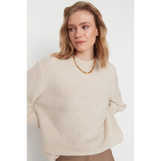 trendyol Sweter w kolorze beżowym ze sklepu Limango Polska w kategorii Swetry damskie - zdjęcie 177468146