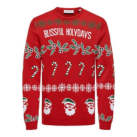 ONLY &amp; SONS Sweter w kolorze czerwonym ze sklepu Limango Polska w kategorii Swetry męskie - zdjęcie 177471578