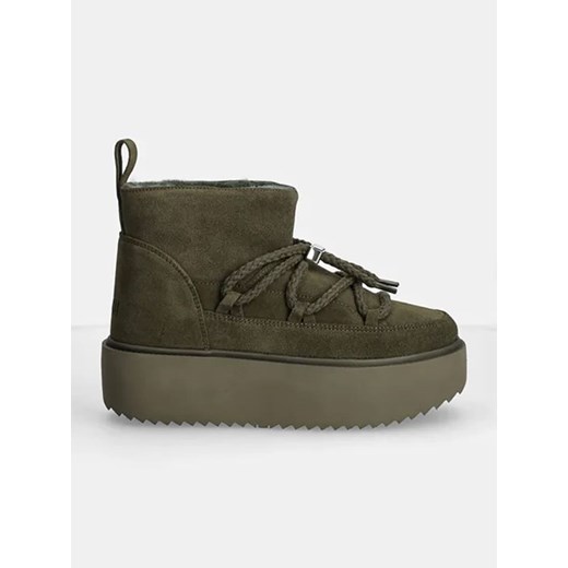 INUIKII Skórzane botki zimowe &quot;Classic Low Platform&quot; w kolorze khaki ze sklepu Limango Polska w kategorii Śniegowce damskie - zdjęcie 177471595
