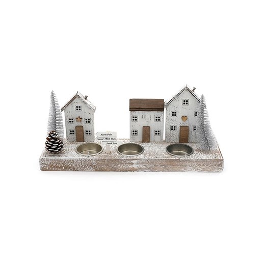 SiL Interiors Świecznik &quot;Xmas Houses&quot; w kolorze jasnobrązowo-białym - 30 x 13,5 x 7,5 cm ze sklepu Limango Polska w kategorii Świeczniki - zdjęcie 177472795