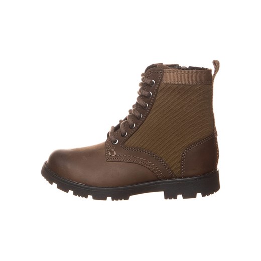 Clarks Skórzane botki w kolorze khaki ze sklepu Limango Polska w kategorii Buty zimowe dziecięce - zdjęcie 177476815