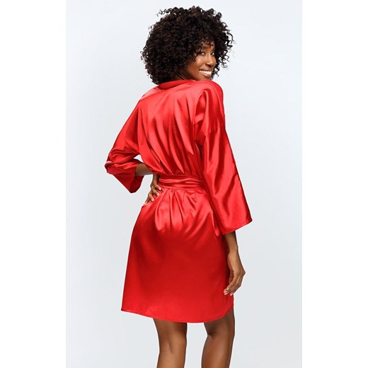 Femi szlafrok w kolorze czerwonym, Kolor czerwony, Rozmiar L, DKaren ze sklepu Intymna w kategorii Szlafroki damskie - zdjęcie 177505398