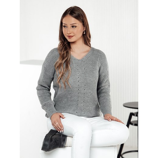 Sweter damski MONAVIA jasnoszary Dstreet MY2387 ze sklepu DSTREET.PL w kategorii Swetry damskie - zdjęcie 177507899