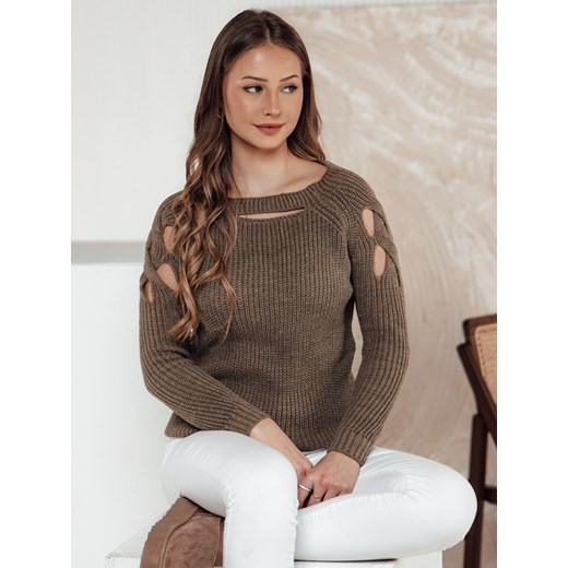 Sweter damski SLITARIA beżowy Dstreet MY2402 ze sklepu DSTREET.PL w kategorii Swetry damskie - zdjęcie 177507908