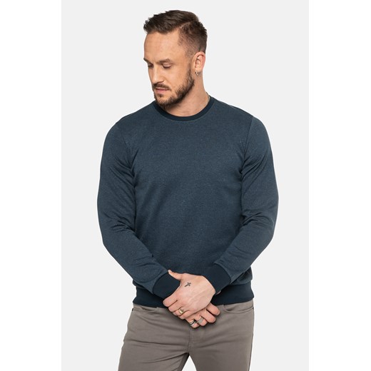 BLUZA CLUB Z OKRĄGŁYM DEKOLTEM NIEBIESKI ze sklepu Recman w kategorii Bluzy męskie - zdjęcie 177532349