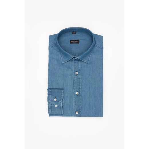 KOSZULA FORMENTO 3230 DŁUGI RĘKAW SLIM FIT NIEBIESKA JEANSOWA ze sklepu Recman w kategorii Koszule męskie - zdjęcie 177534968