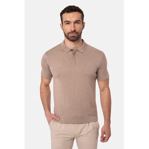 KOSZULKA POLO TIBERIO BEŻOWA ze sklepu Recman w kategorii T-shirty męskie - zdjęcie 177534979