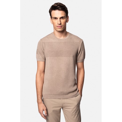 T SHIRT PERRET BEŻOWY ze sklepu Recman w kategorii T-shirty męskie - zdjęcie 177534987