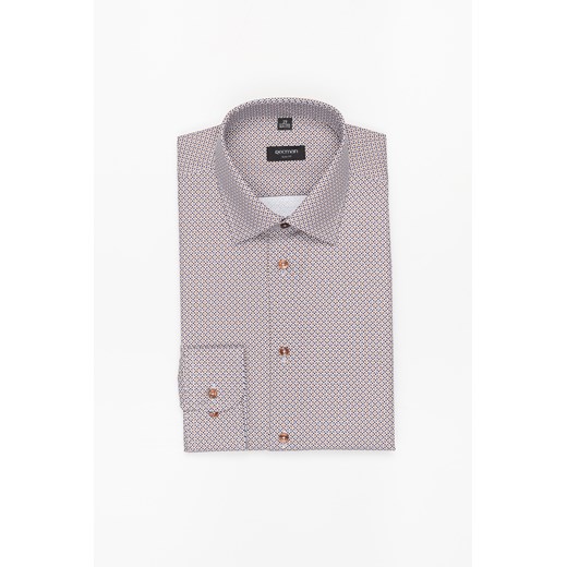 KOSZULA COLINE 3243T DŁUGI RĘKAW SLIM FIT BRĄZOWA Z BAWEŁNĄ ze sklepu Recman w kategorii Koszule męskie - zdjęcie 177535235