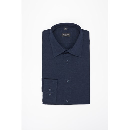 KOSZULA FORMENTO 3260D DŁUGI RĘKAW SLIM FIT GRANATOWA Z BAWEŁNY ze sklepu Recman w kategorii Koszule męskie - zdjęcie 177535655