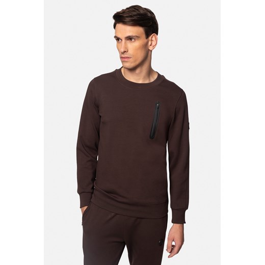 BLUZA DUATO Z OKRĄGŁYM DEKOLTEM BRĄZOWA Z BAWEŁNY ze sklepu Recman w kategorii Bluzy męskie - zdjęcie 177536009