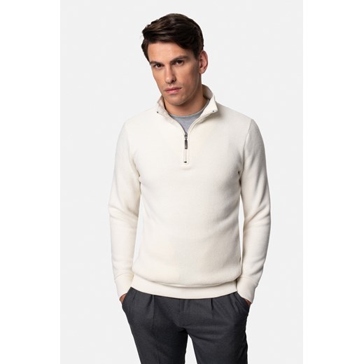 BLUZA LUDRES TROYER/TYPU TROYER ECRU Z WEŁNĄ ze sklepu Recman w kategorii Bluzy męskie - zdjęcie 177536286