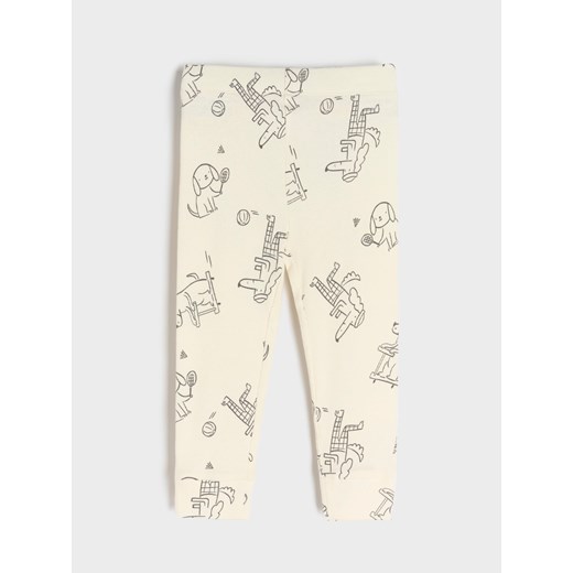 Sinsay - Legginsy z prążkowanej dzianiny 2 pack - kremowy Sinsay 80 Sinsay