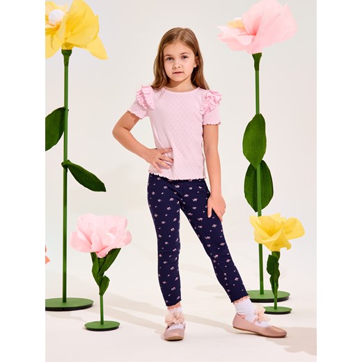 Sinsay - Legginsy z motywem drobnych kwiatów - granatowy Sinsay 140 Sinsay