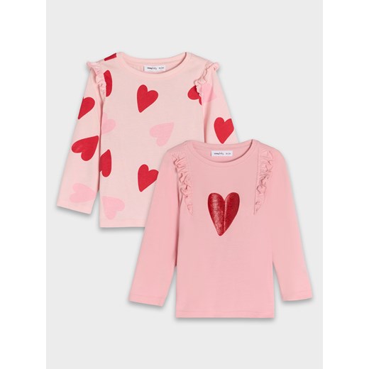Sinsay - Koszulka z długimi rękawami 2 pack - różowy Sinsay 86 Sinsay