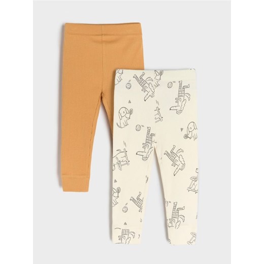 Sinsay - Legginsy z prążkowanej dzianiny 2 pack - kremowy Sinsay 62 Sinsay