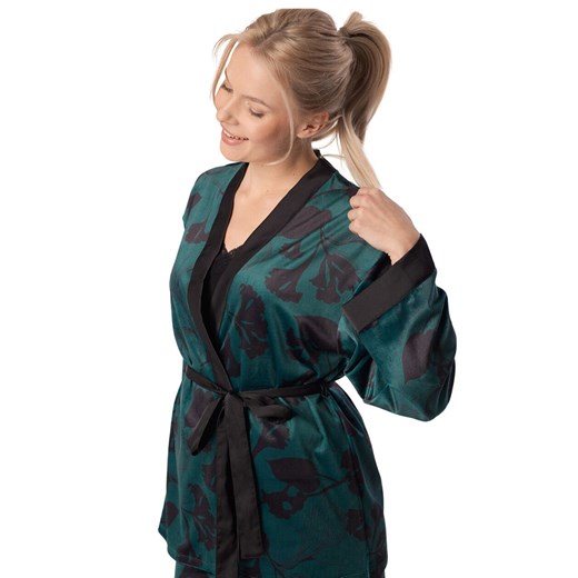 Szlafrok damski krótki kimono Juliana, Kolor zielony, Rozmiar S, Mefemi ze sklepu Primodo w kategorii Szlafroki damskie - zdjęcie 177564359